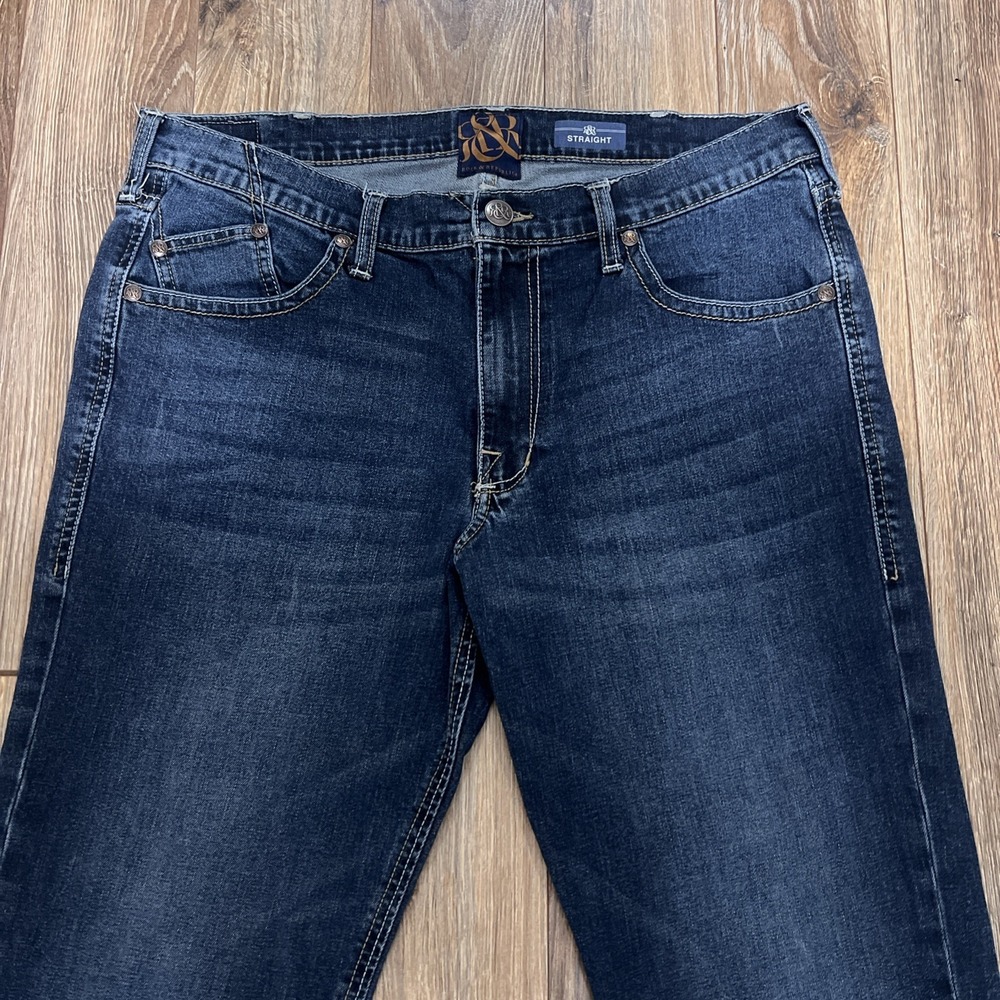 Rock & Republic Jeans Mens 38x32 Blue Rebellion Straight Leg Denim - Picture 2 of 13